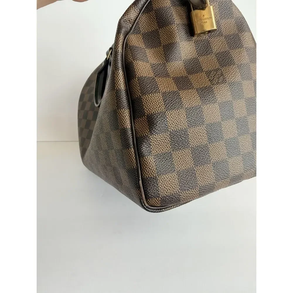 Louis Vuitton Speedy Bandouliere 30 Damier Ebene Brown Satchel Red Lining Lock